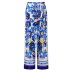 Lemon Blue Floral Print One-Piece Swimsuit&Skirt&Pants