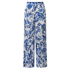 Chic Pleated Pants with Indigo Botanical Print  Palazzo Pants