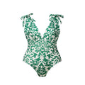 Green Boho Breeze Floral Tie-shoulder One Piece Swimsuit