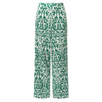 Green Boho Breeze Floral Palazzo Pants Wide-Leg Trousers