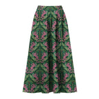 Dark Green Jungle Tiger Leaf Print One-Piece Swimsuit&Skirt
