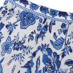 Chic Pleated Pants with Indigo Botanical Print  Palazzo Pants