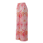 Pink Heart Abstract Prints V-Neck Vest Top & Pleated Pants