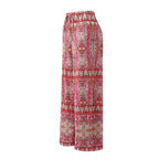 Vintage Red Pattern V-Neck Vest Top & Pleated Pants