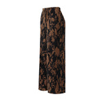 Vintage High-Waisted Drawstring Trousers with Botanical Print Pleated Pants