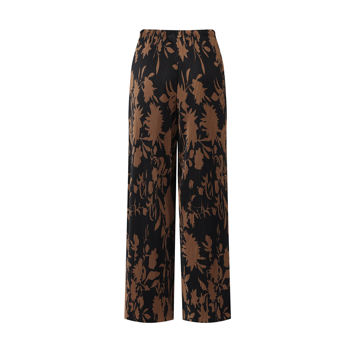 Vintage High-Waisted Drawstring Trousers with Botanical Print Pleated Pants