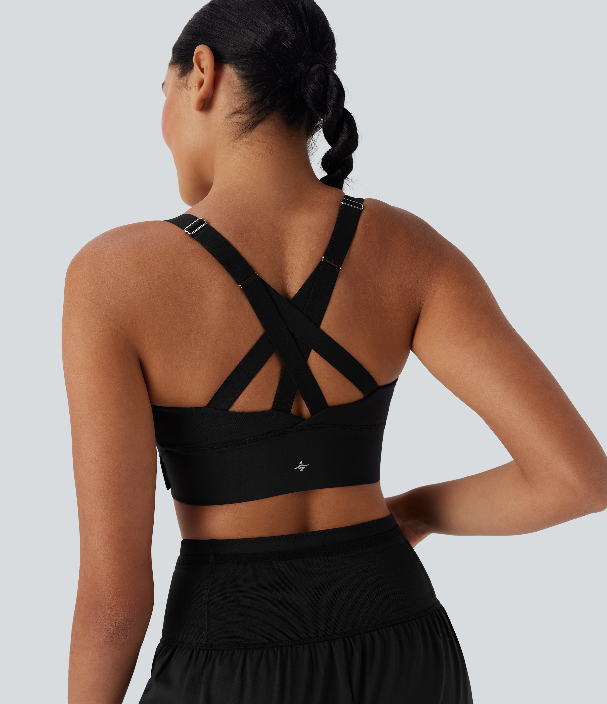 SpeedWaveTM Medium Support Push Up Zipper Adjustable Buckle Quick Dry Running Sports Bra