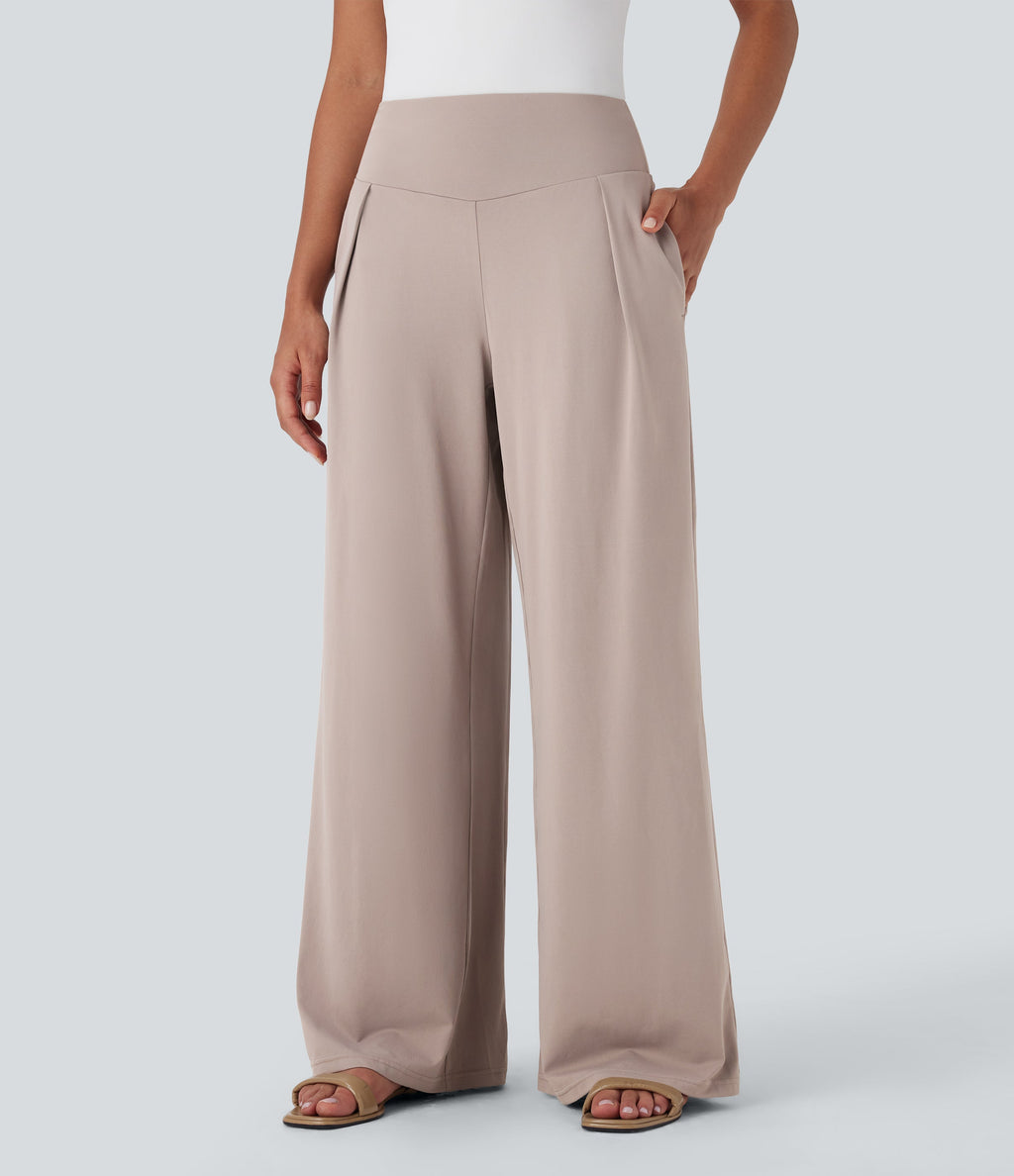 High Waisted Wide Leg Casual Pants with Pockets
