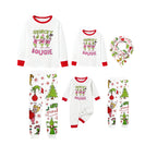 Family Christmas White Pajamas Set With Classic Xmas Pattern Print