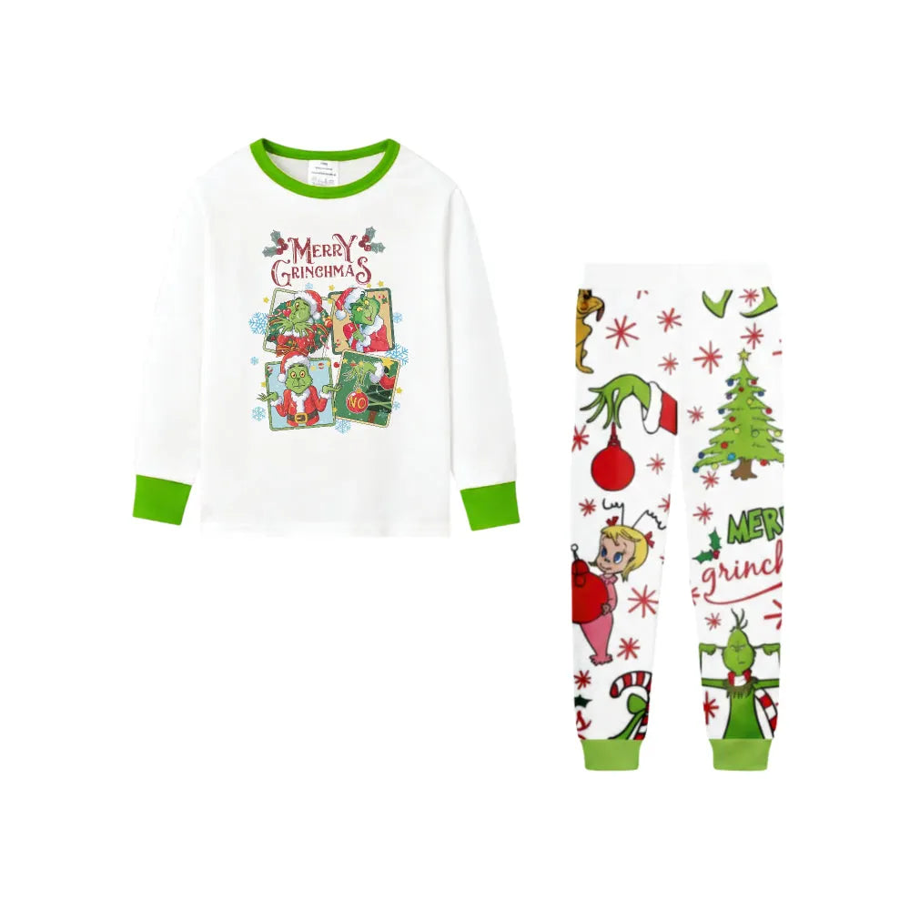 Holiday Family Christmas Pajamas Set With Christmas Character Pattern Print