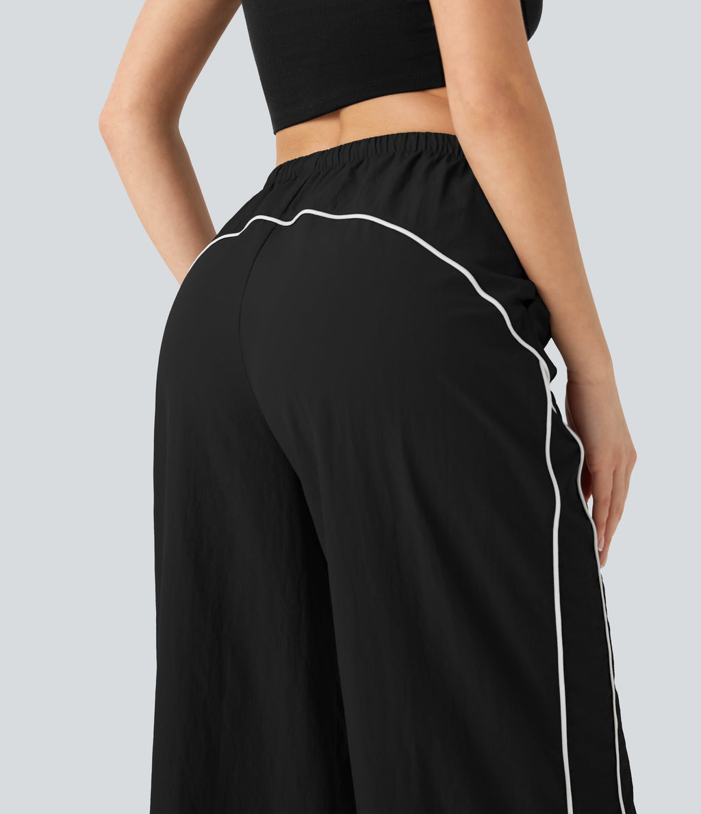 Mid Rise Wide Leg Cool Touch Casual Pants with Pockets