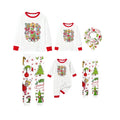 Family Christmas White Pajamas Set With Artistic Christmas Character Print