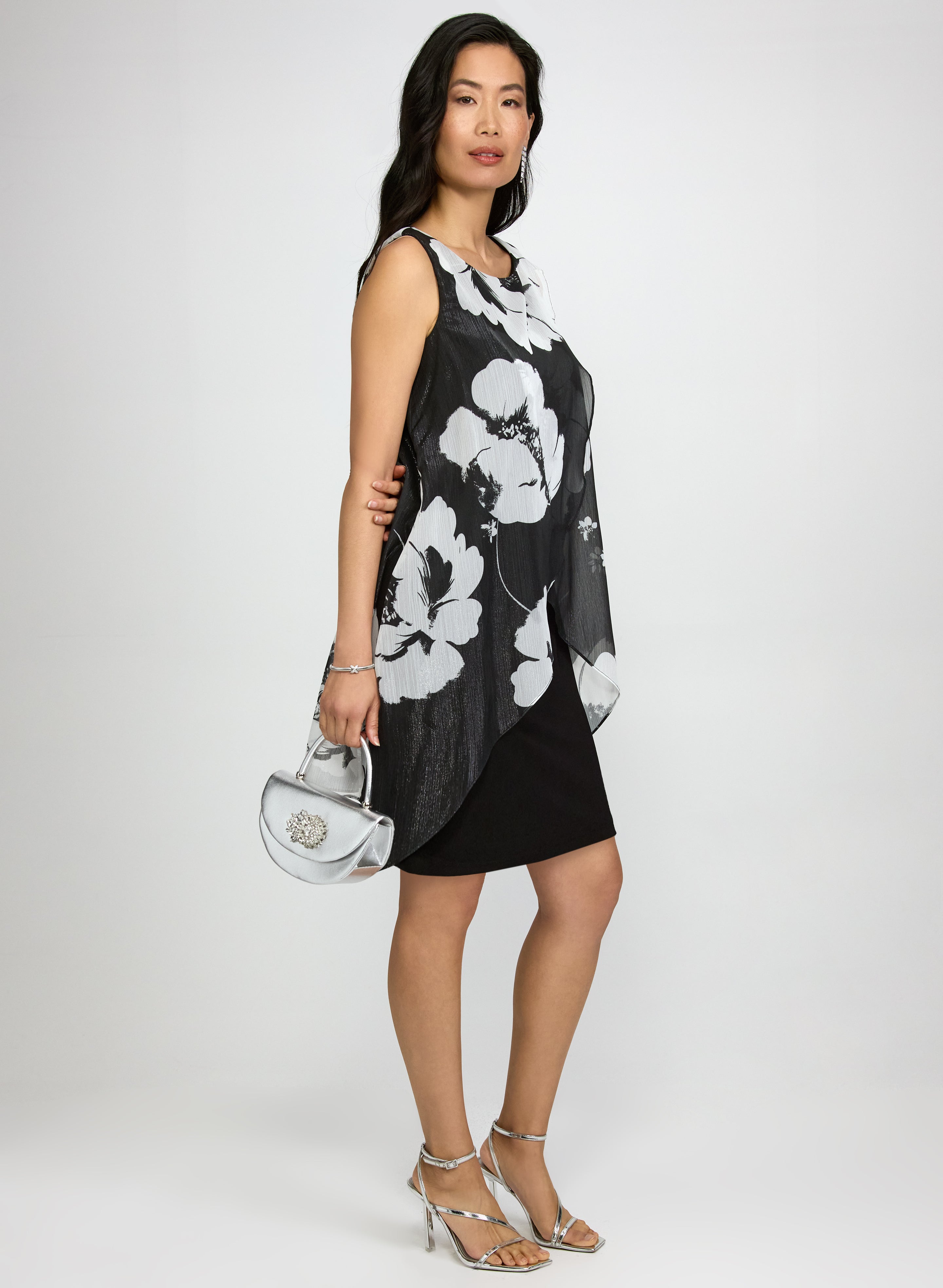 Metallic Floral Dress