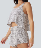 Scoop Neck High Low Leopard Print Lounge Tank Top