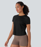 Seamless Flow Jacquard Crossover Hem Yoga Sports Top