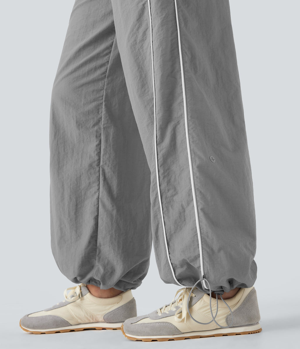 Mid Rise Wide Leg Cool Touch Casual Pants with Pockets