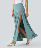 High Waisted Draped 2-in-1 Maxi Casual Skirt