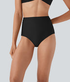 High Waisted Tummy Control Sheen Bikini Bottom Swimsuit with Pockets