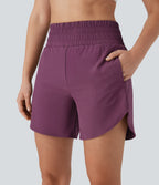 BreezefulTM High Waisted Pockets 2-in-1 Curved Hem Quick Dry Running Shorts 5.5''-Longer Length