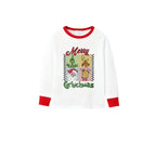 Family Christmas White Pajamas Set With Xmas Pattern Print