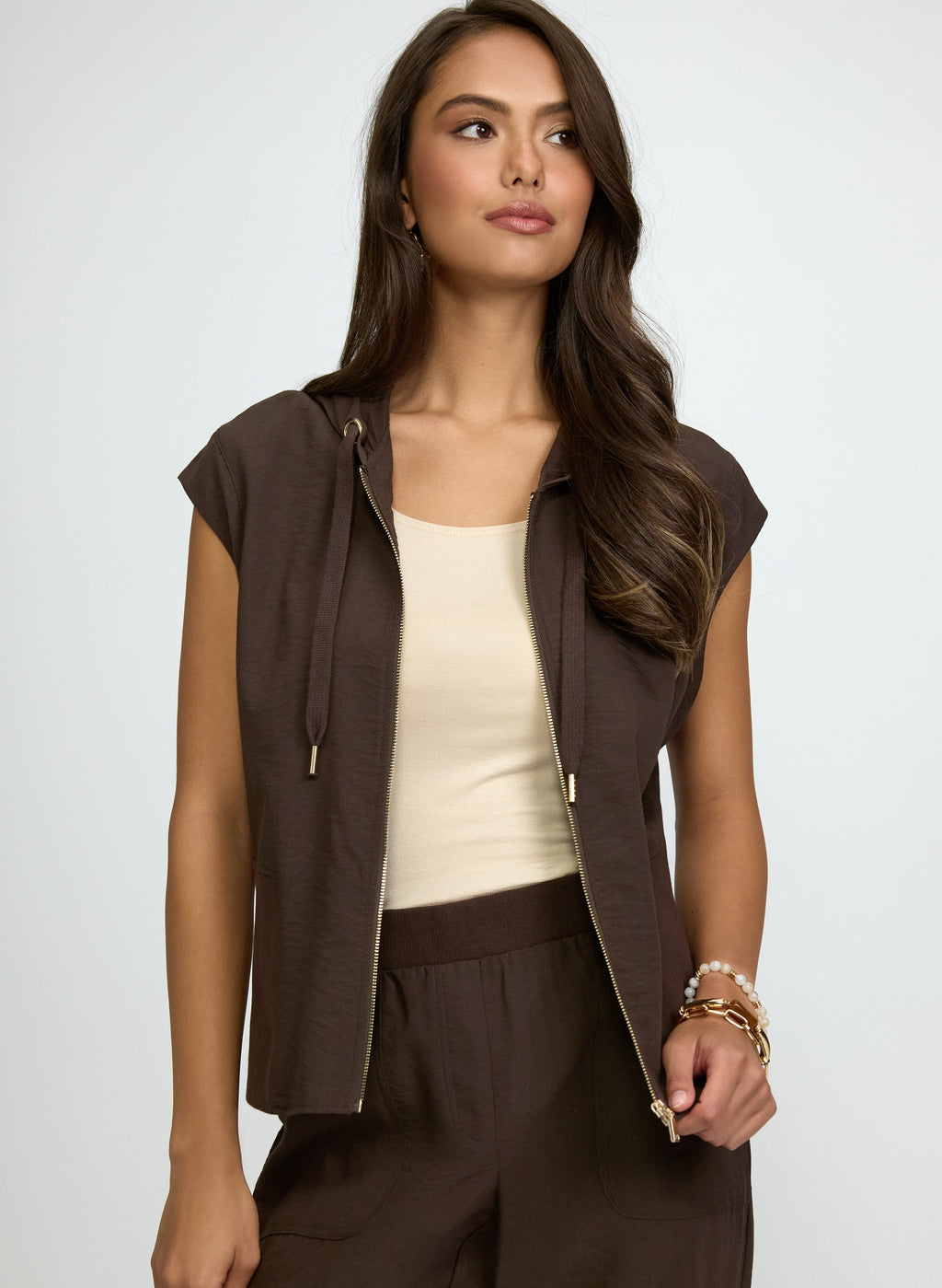 Zip Front Hooded Top
