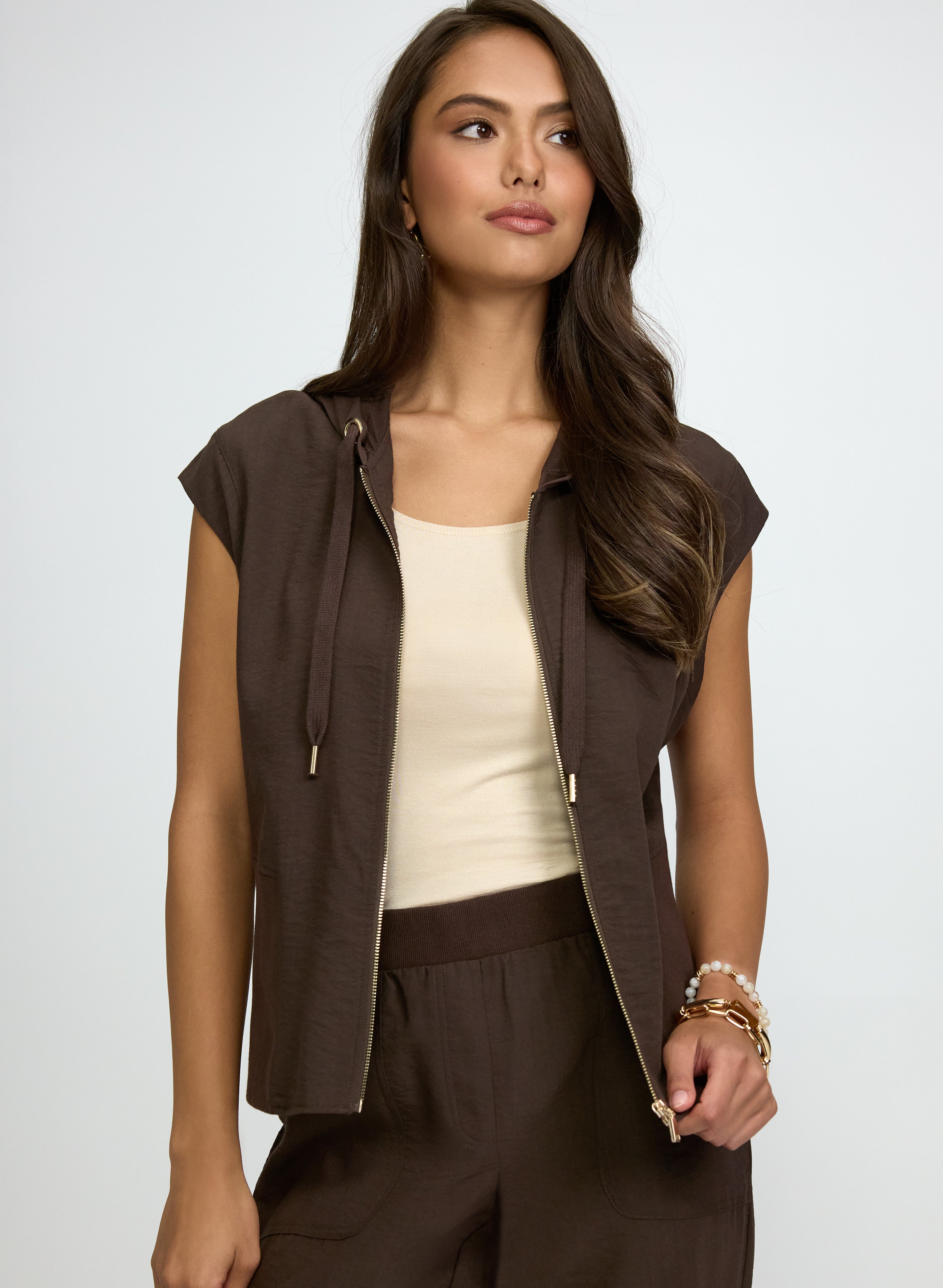 Zip Front Hooded Top