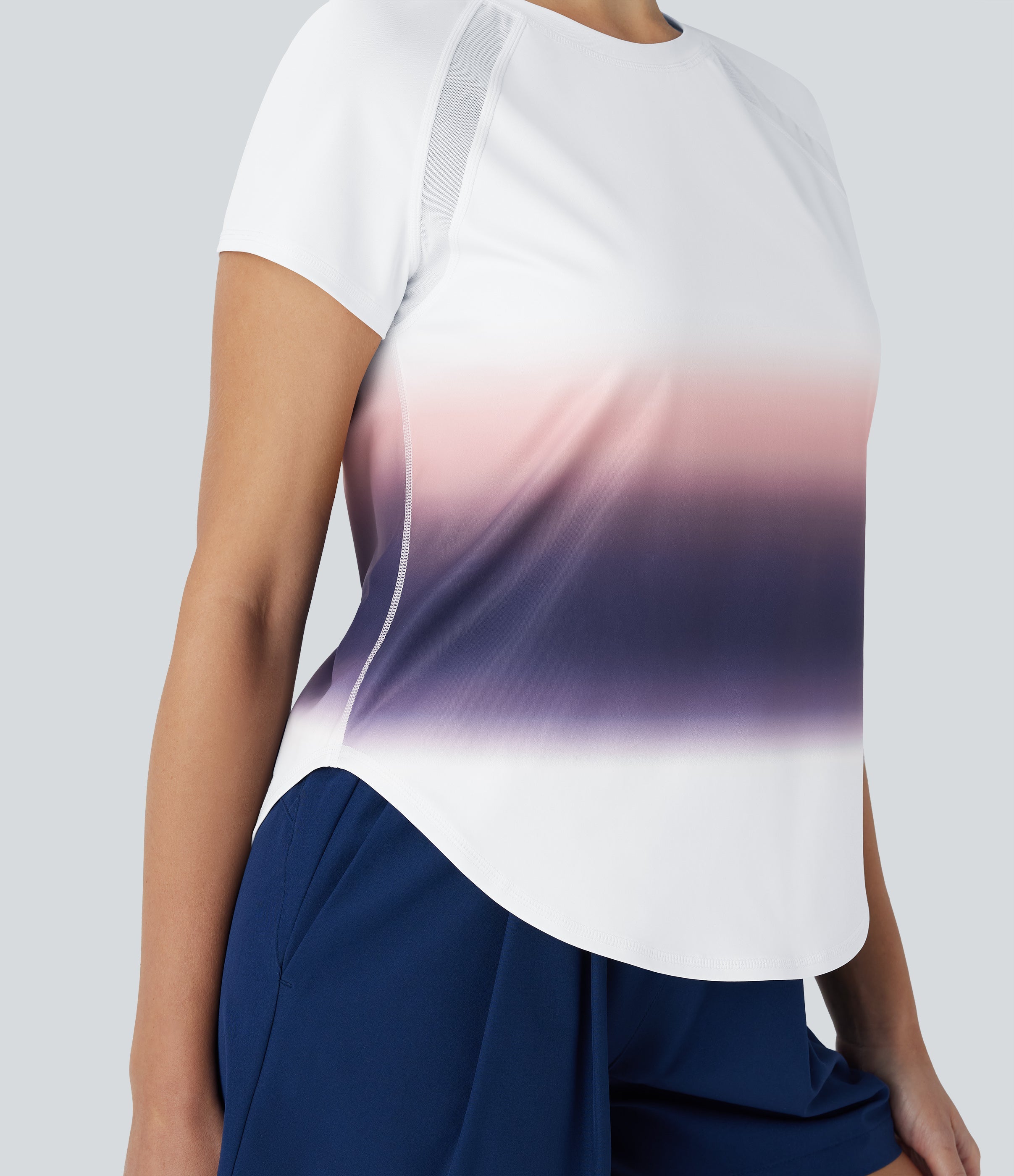 SoftlyZeroTM QuickDry Round Neck Short Sleeve Gradient Running Sports Top