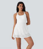 Lace 2-in-1 Mini Dance Active Dress with Pockets-Easy Peezy