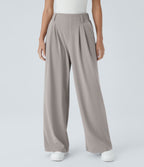 FlexTM High Waisted Side Pocket Wide Leg Waffle Work Pants