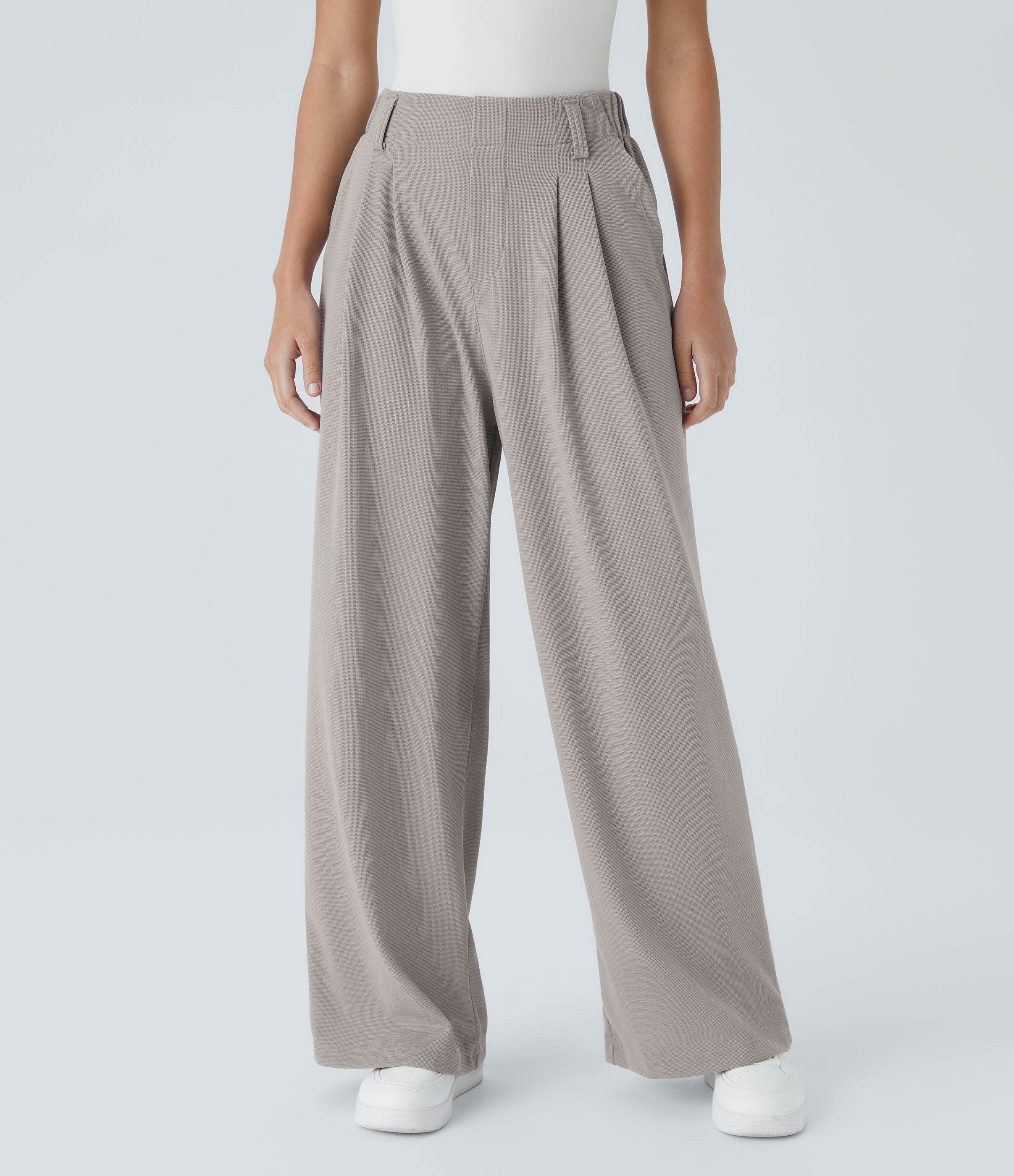 FlexTM High Waisted Side Pocket Wide Leg Waffle Work Pants