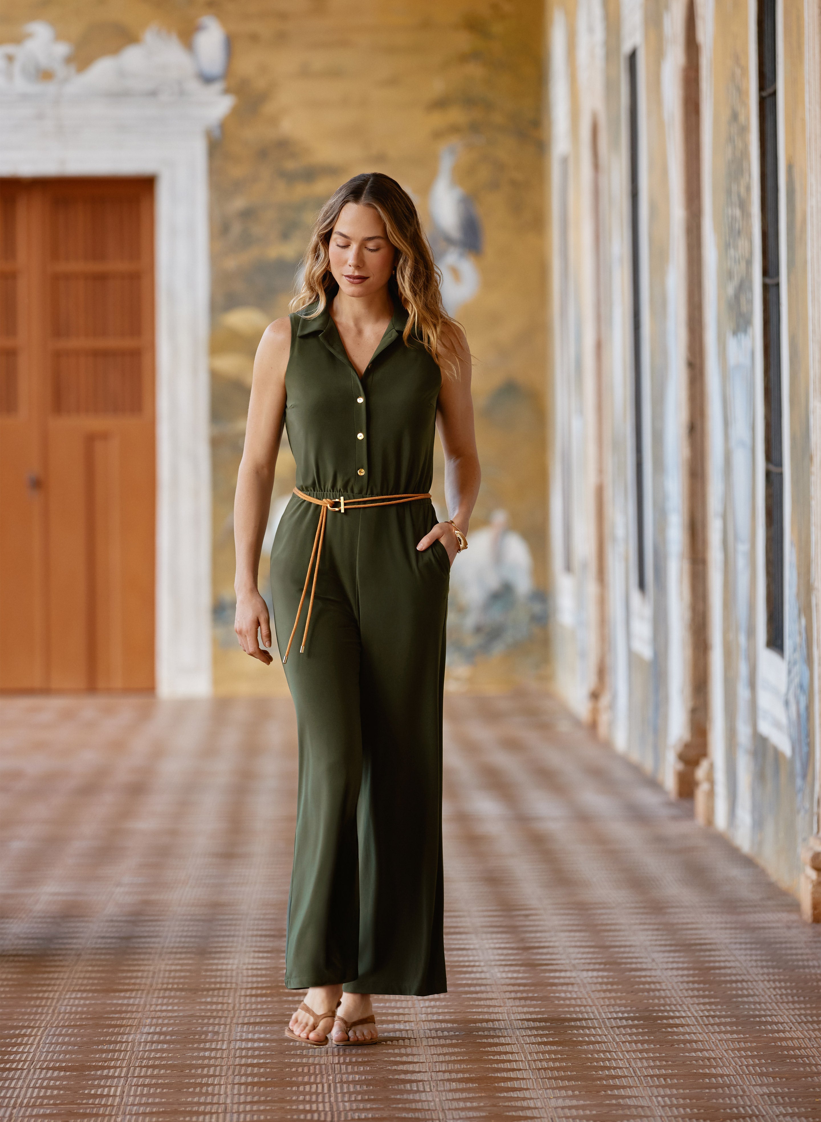 Belted Jersey Jumpsuit
