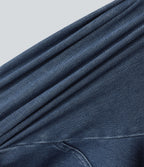 FlexTM Square Neck Short Sleeve Zipper Denim Mini Casual Dress