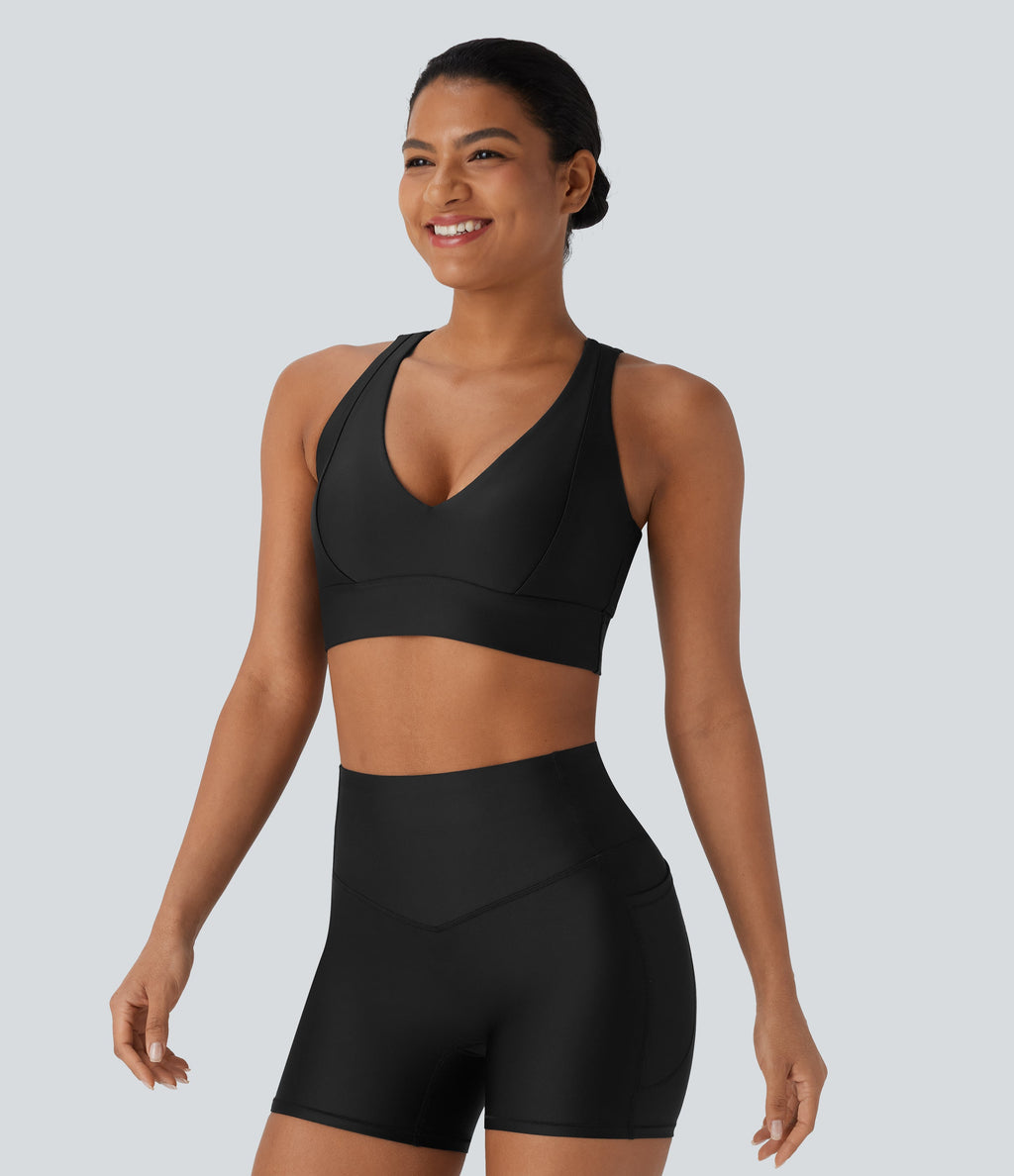 Light Support Sheen Yoga Sports Bra