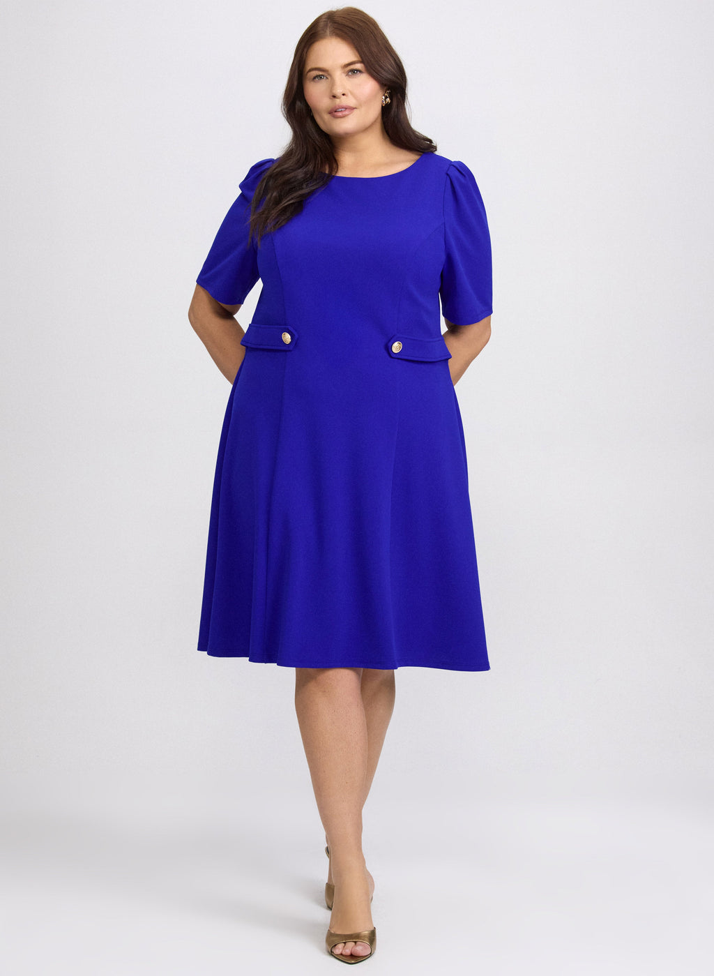 Buttoned-Tab Detail Dress