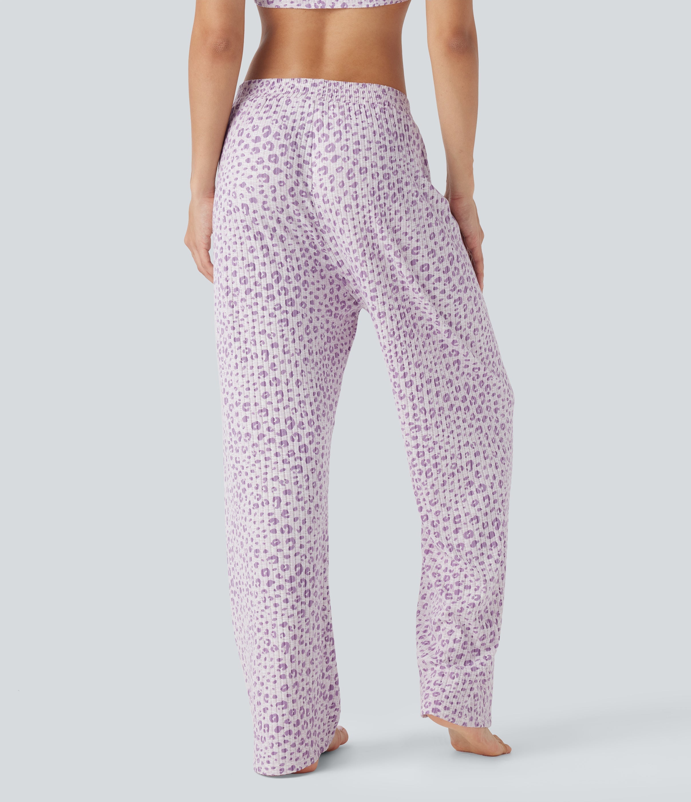 High Waisted Wide Leg Leopard Print Lounge Pants