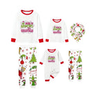 Family Christmas White Pajamas Set With Classic Christmas Print