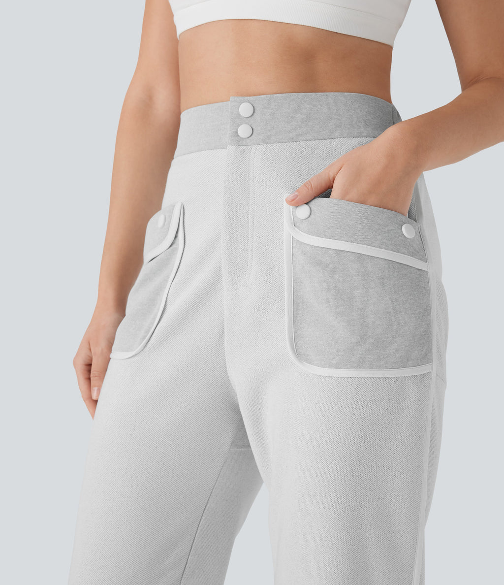 Mid Rise Curved Hem Yoga Capri Pants with Pockets