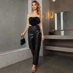 Sequined Strapless Black Chest Wrap