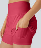 2026🔥UK Super High Waisted Back Pocket & Side Hidden Pocket 2-in-1 Yoga Shorts