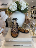 Stone Detail Gold Hardware Sandal (4 Colours)