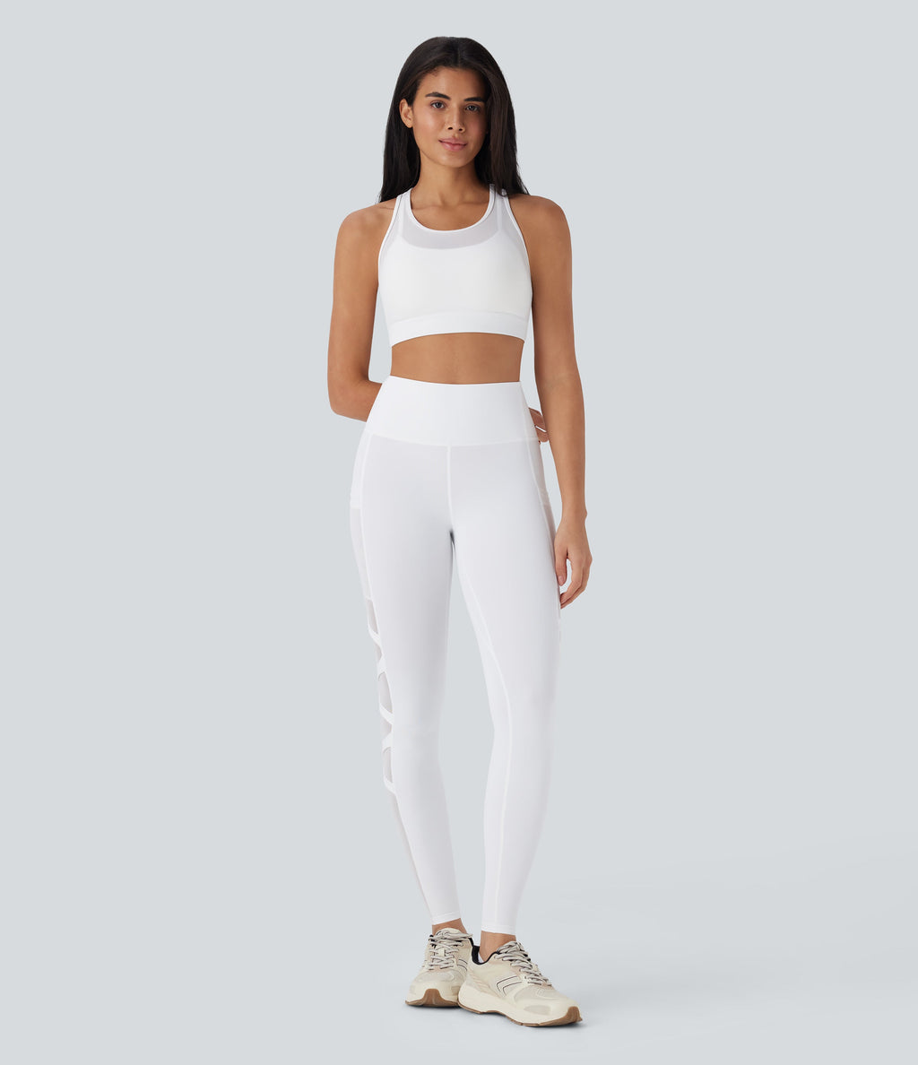 SpeedWaveTM Medium Support Racerback Contrast Mesh Quick Dry Training Sports Bra
