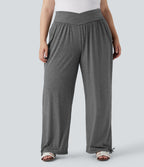 Plus Size Crossover High Waisted Drawstring Casual Joggers with Pockets