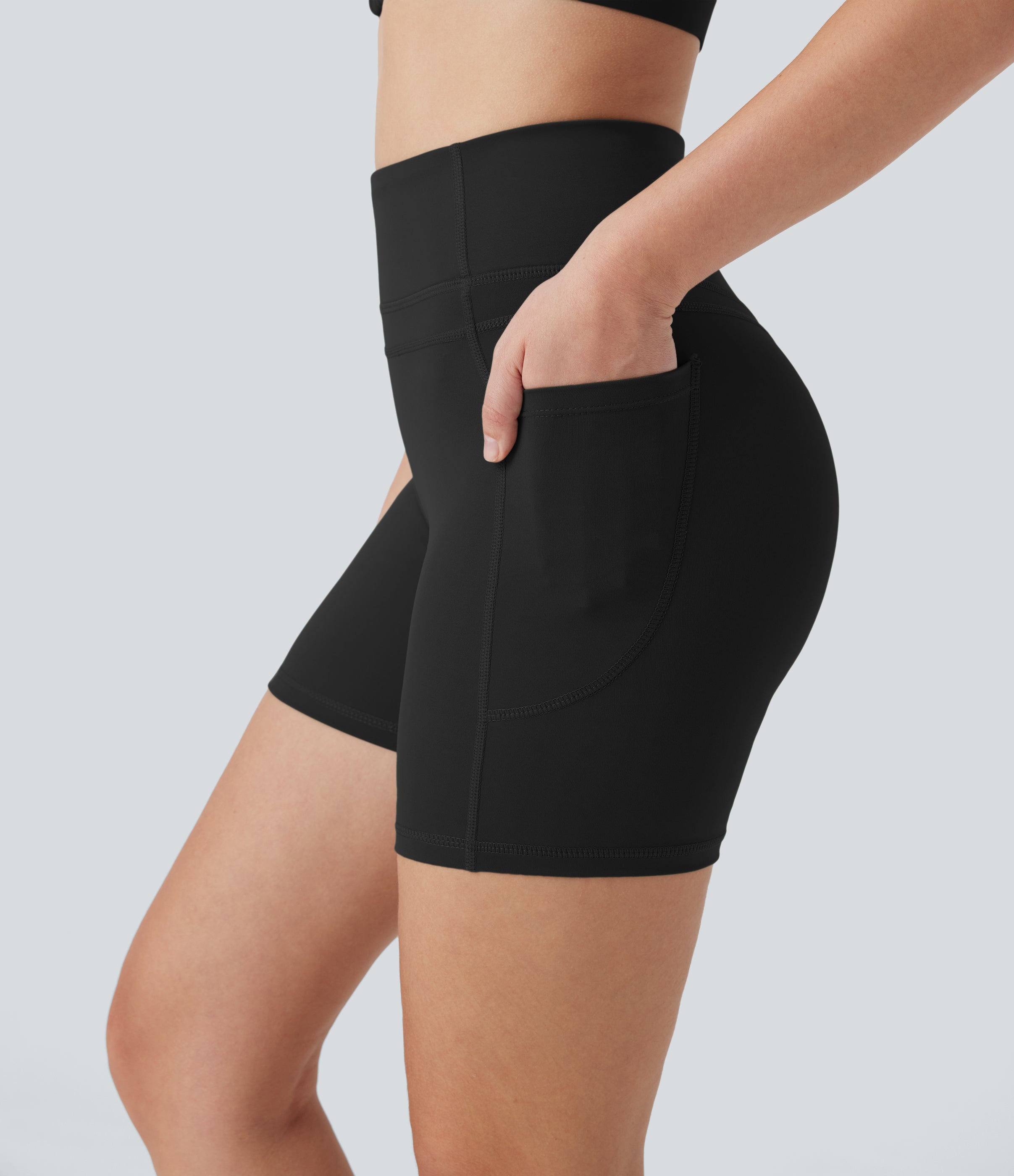 High Waisted Training Biker Shorts 5'' with Pockets