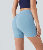 Seamless Flow High Waisted Yoga Biker Shorts 5'' with Pockets