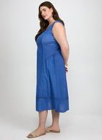 Linen-Blend Pocket Dress