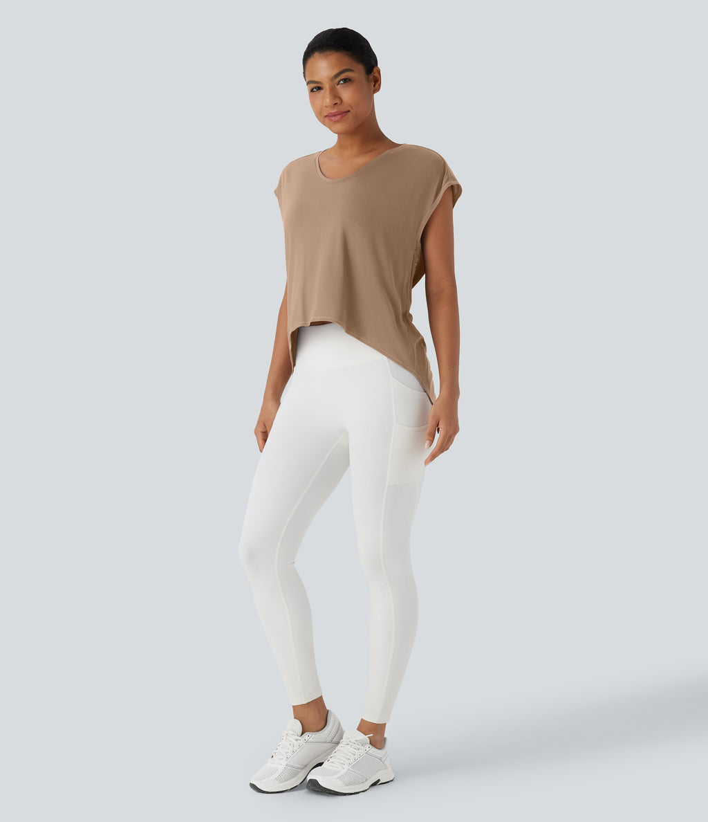 Crossover Asymmetric High-Low Hem Running Sports Top
