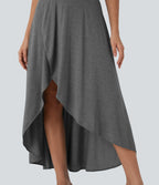 SoCinched High Waisted Tummy Control High Low 2-in-1 Flowy Maxi Casual Skirt