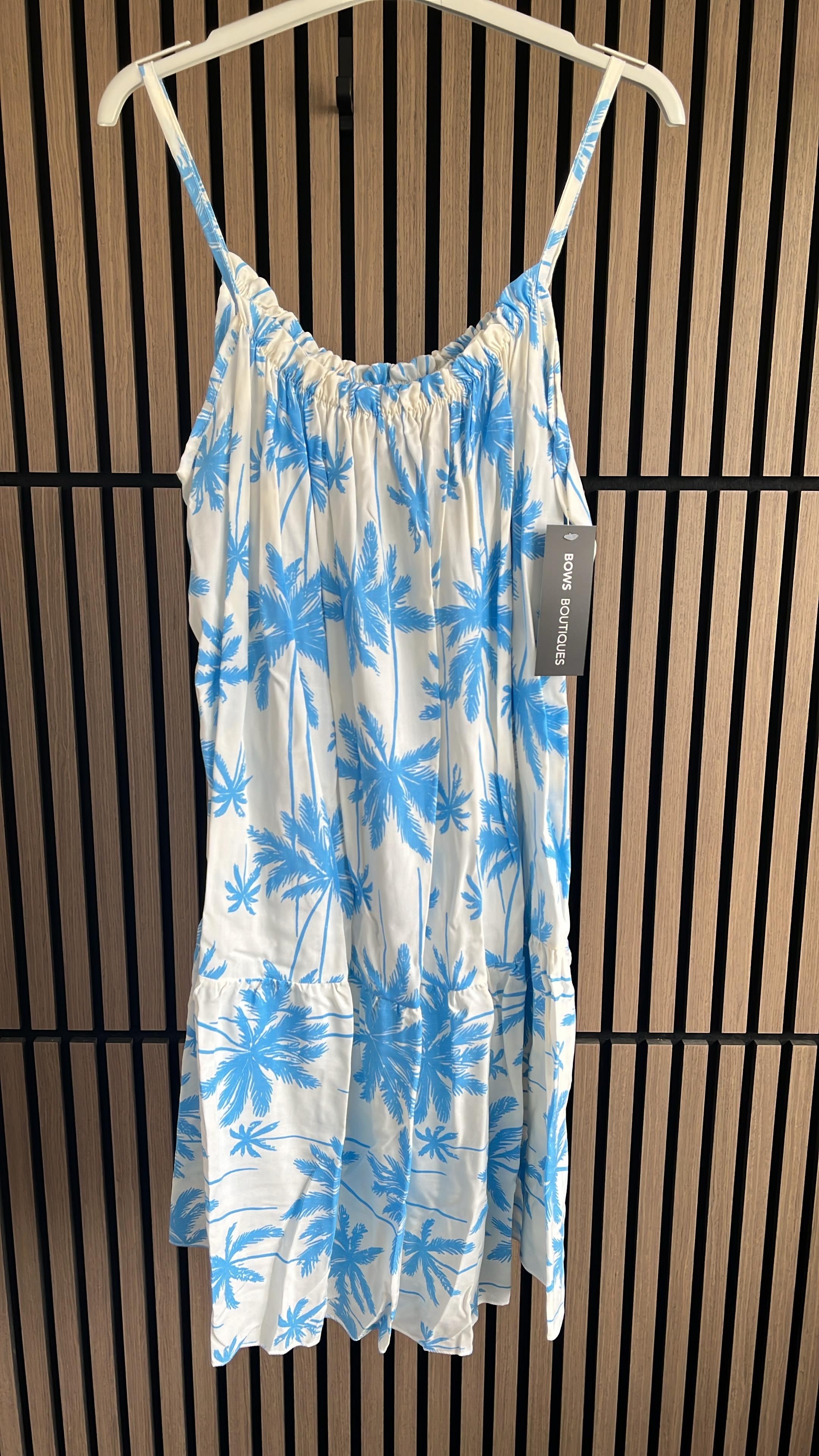 Carol Palm Tree Print Loose Fit Strappy Dress