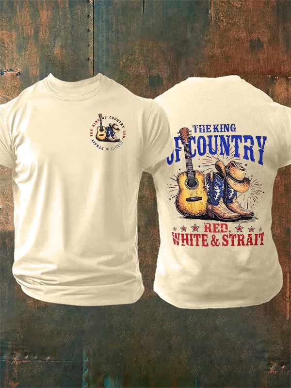 Men's RED WHITE & STRAIT  Print T-Shirt