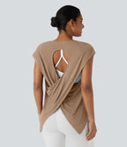 Crossover Asymmetric High-Low Hem Running Sports Top